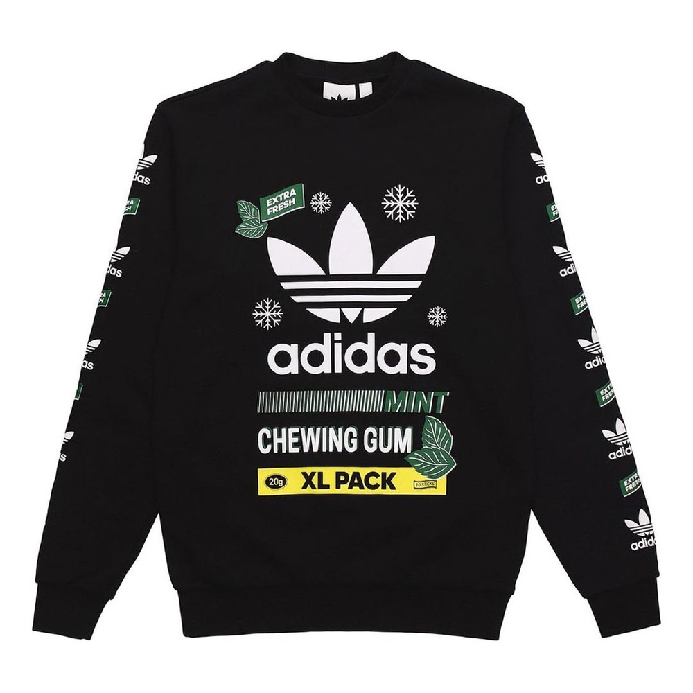 Adidas Originals Snowflake Chewing Gum Pullover Sweatshirt in Black